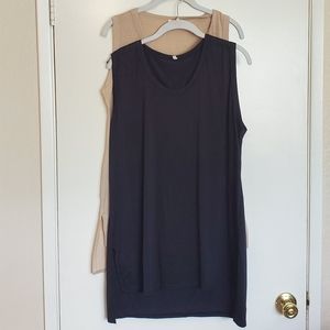 NWOT XL hooded sleeveless shirts, hi-lo cut